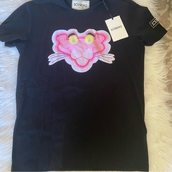 New  PINK PANTHER BLACK CREWNECK T-SHIRT - Picture 4 of 8
